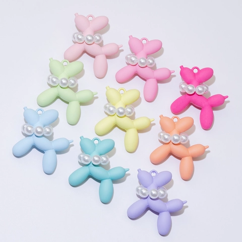 Matte Acryl Ballon Hund Anhänger Mit Künstlicher Künstliche Perle Halsband Für DIY Schmuckherstellung Schlüsselanhänger Tasche Anhänger Pop Art Dekoratives Zubehör