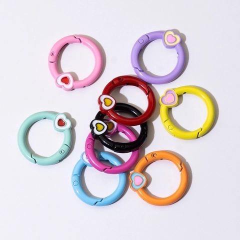 Chiusura ad Anello a Molla in Lega Colorata a Forma di Cuore Per Accessori Fai da Te Creazione Gioielli Portachiavi Borse Connettore O-Ring Multicolore Macaron