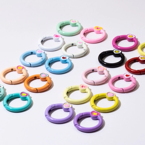 Chiusura ad Anello a Molla in Lega Colorata a Forma di Cuore Per Accessori Fai da Te Creazione Gioielli Portachiavi Borse Connettore O-Ring Multicolore Macaron