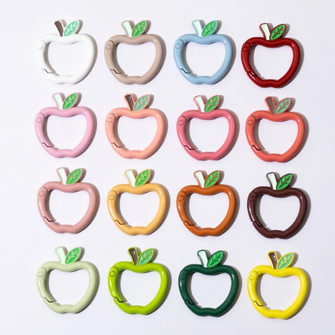 Boucle d'Anneau à Ressort en Alliage en Forme de Pomme Fermoir de Porte-Clés en Métal Coloré pour Accessoires de Sac DIY Fabrication de Bijoux Crochet Ouvert Style de Fruit