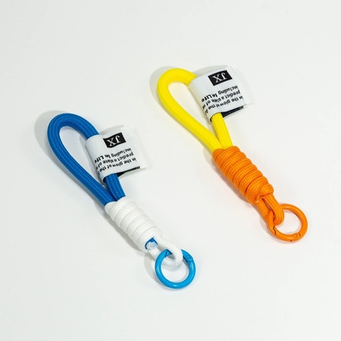 Handmade Woven Polyester Cord Keychain DIY Phone Lanyard Bag Charm With Metal Spring Ring Buckle Personalized Braided Accessory