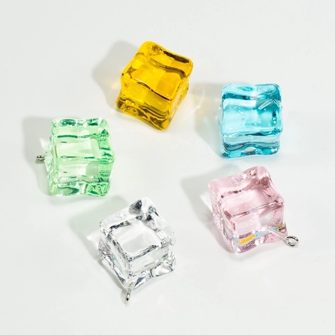 Mini Pendentifs Glaçons Transparents en Résine Acrylique Avec Tige Métallique pour DIY Boucles d'Oreilles Porte-clés Accessoires de Bijoux