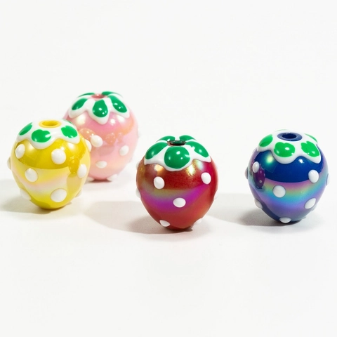 Acrylic Strawberry Shape Beads Plated Polka Dot Fruit Spacers DIY Jewelry Making For Keychain Phone Chain Handmade Accessories