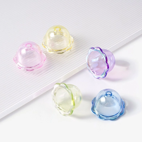 Iridescent Acrylic Bell Flower Petal Shaped DIY Beads For Jewelry Making Handcrafted Wind Chime Phone Chain Accessories