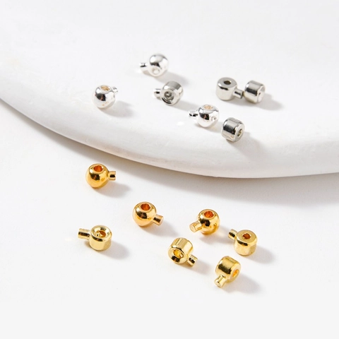 Copper Stopper Beads Crimp Beads For Jewelry Making DIY Bracelet Necklace End Clasps Electroplated Round Cylindrical Metal Beads