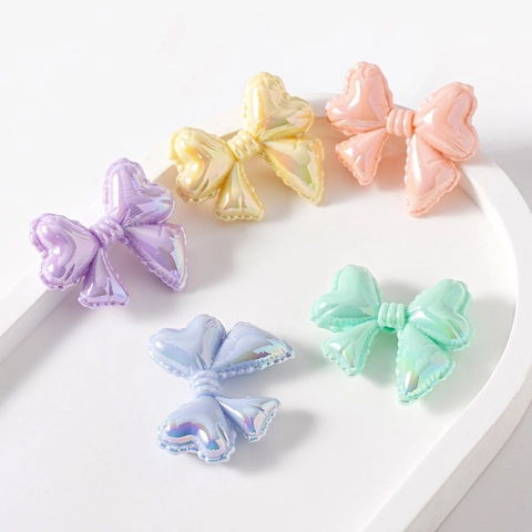 Acryl Strik Kralen 3D Iriserend Puffy Strikjes Tussenkralen Voor DIY Sieraden Maken Telefoonketting Sleutelhanger Decoratieve Accessoires