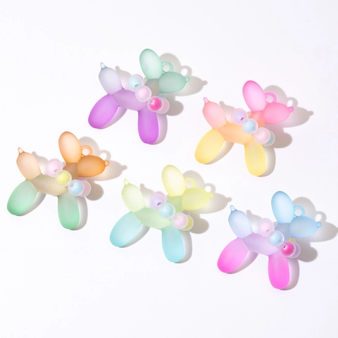 Matte Acrylic Balloon Dog Pendant DIY Jewelry Accessories Gradient Color Dog Keychain Charms For Phone Bag Decoration