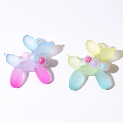Matte Acrylic Balloon Dog Pendant DIY Jewelry Accessories Gradient Color Dog Keychain Charms For Phone Bag Decoration