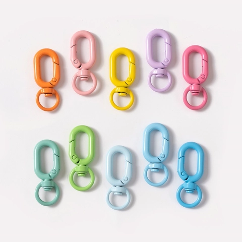 Alloy Lacquered Swivel Snap Hook Macaron Color 8-shaped Spring Clasp For Keychain DIY Jewelry Accessories Connector Ring