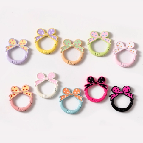 Alloy Polka Dot Strik Veergesp O-Ring Macaron Kleuren Gelakt DIY Sieraden Accessoires Sleutelhanger Tas Verbinding Ring