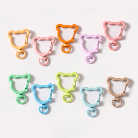 Snoepkleur Schattige Beer Metalen Veerring Sleutelhanger Legering DIY Sieraden Accessoires Tas Hangende Decoratie