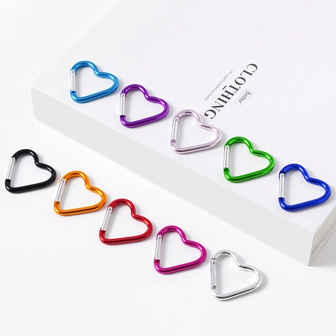 Alloy Heart Star Bone Shape Spring Carabiner Hook Keychain Connecting Rings For DIY Jewelry Making Accessories Multicolored