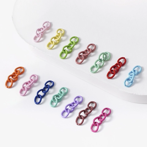 Alloy Lacquered 4-Section Chain Links Connector DIY Jewelry Accessories Colorful Spring Ring Keychain Link For Handcraft Making
