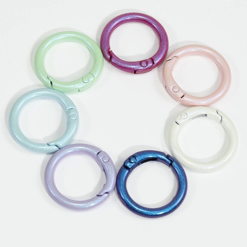Pearlescent Colorful Round Spring Gate Ring Alloy Open Ring Spring Buckle DIY Keychain Jewelry Accessories Bag Strap Hook