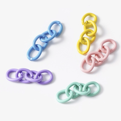 Alloy Lacquered 4-Section Chain Links Connector DIY Jewelry Accessories Colorful Spring Ring Keychain Link For Handcraft Making