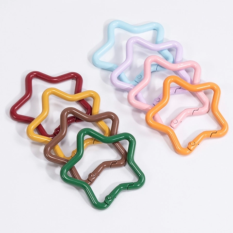 Alloy Star Shape Spring Buckle Colorful Keychain Hook Star Snap Hook For Backpack Bag Accessories DIY Craft Decoration