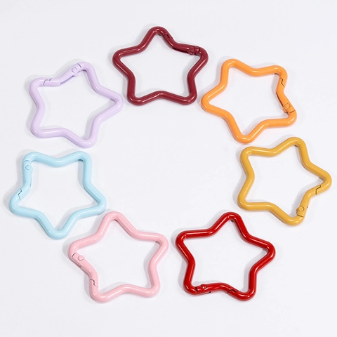 Alloy Star Shape Spring Buckle Colorful Keychain Hook Star Snap Hook For Backpack Bag Accessories DIY Craft Decoration