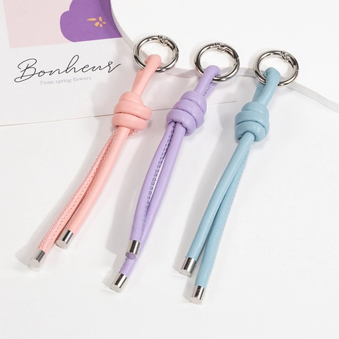 Hand Woven Cord Knot Keychain Minimalist Leather Cord Pendant For Bag Phone DIY Backpack Accessories Stylish Key Strap Unisex