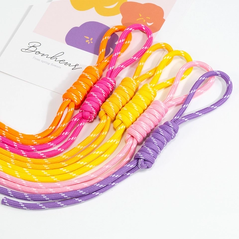 Handmade Woven Reflective Paracord Lanyard For Backpack Keychain DIY Mobile Phone Bag Charm Zipper Pull Accessories