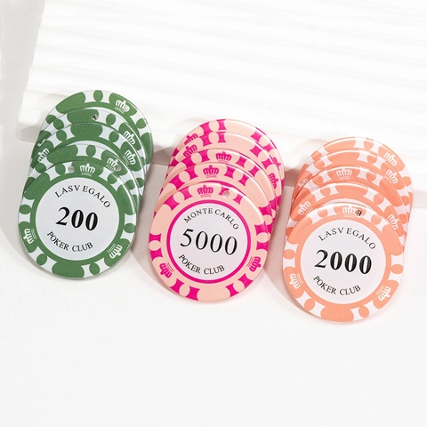 Acrylic Poker Chip Pendants Monte Carlo Casino Style Charms For DIY Jewelry Making Keychain Accessories Number Round Tags