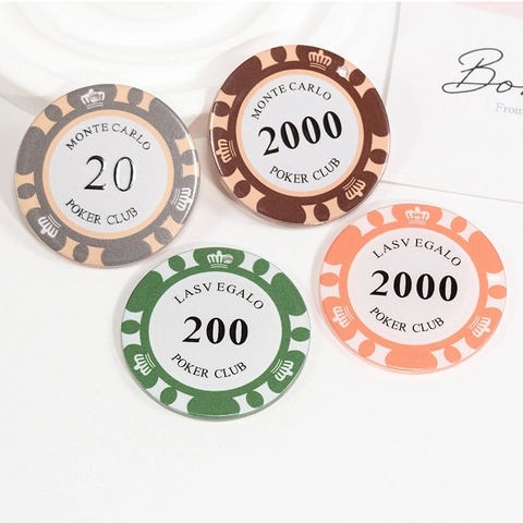 Acrylic Poker Chip Pendants Monte Carlo Casino Style Charms For DIY Jewelry Making Keychain Accessories Number Round Tags