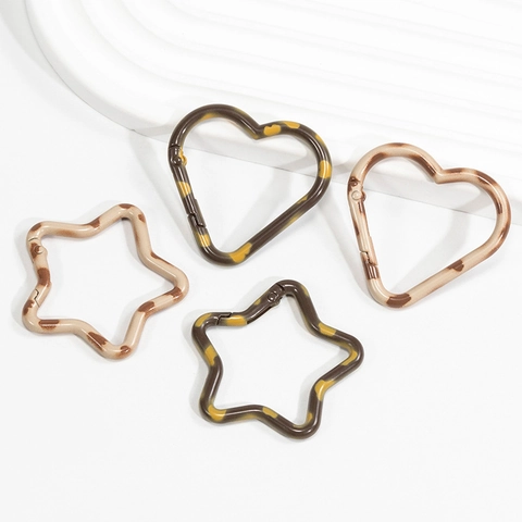 Gancho Llavero de Aleación Estampado Leopardo Estrella Corazón Hebilla Resorte Mosquetón de Carey Para Accesorios Bolso Joyería DIY