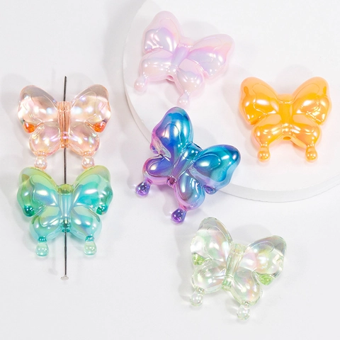 Irisierende Schmetterling Acrylperlen Für DIY Schmuckherstellung Bunte Perlglanz Gerade Loch Perlen Bastelzubehör