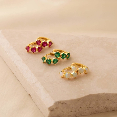 Minimalist 14K Gold Plated Copper Birthstone Stud Earrings Colorful Rhinestone Round Geometric Earrings For Women Jewelry Gift