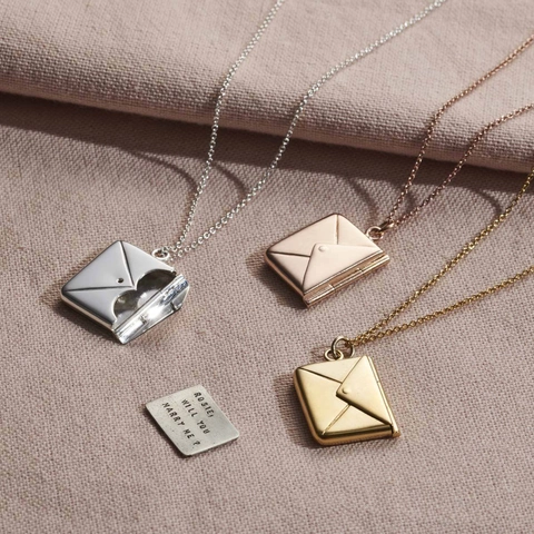 Vintage Roestvrij Staal Envelop Boek Locket Ketting Te Openen Verborgen Boodschap Hart Vlinder Hanger 18K Verguld Sieraden