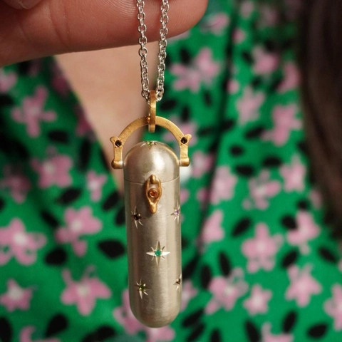 Collar de Relicario de Cobre Vintage para Mujer Chapado en Oro Plata Zirconia Corazón Luna Estrella Cápsula Abierta Colgante Foto Joyería