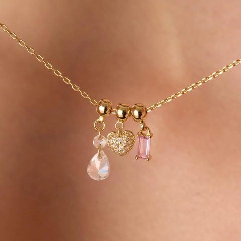 Minimalist Copper Rhinestone Heart Horseshoe Pendant Necklace Elegant Geometric Clavicle Chain Jewelry For Women Gift