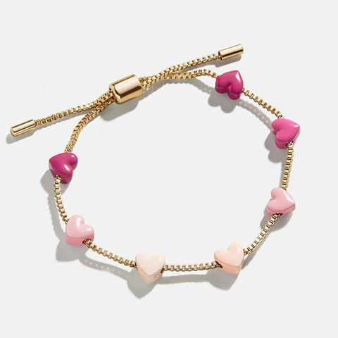 Pulsera de Corazón de Cobre Bañado en Oro para Mujer Niños Rosa Azul Púrpura Degradado Cadena de Caja Ajustable Joyería Regalo