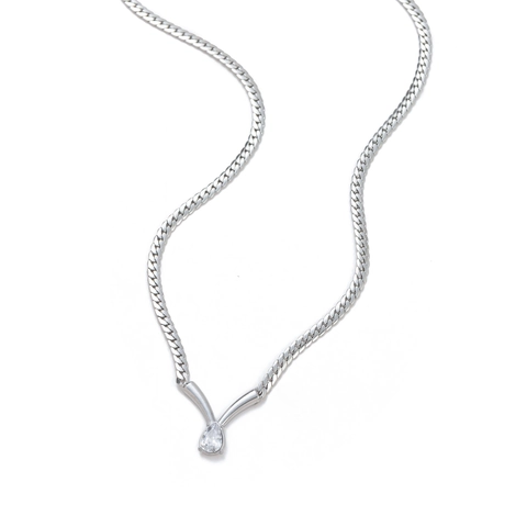 Mode Roestvrij Staal Waterdruppel Strass Hanger Halsketting Luxe Goud Zilver Slangenketting Sleutelbeenketting Sieraden Voor Dames
