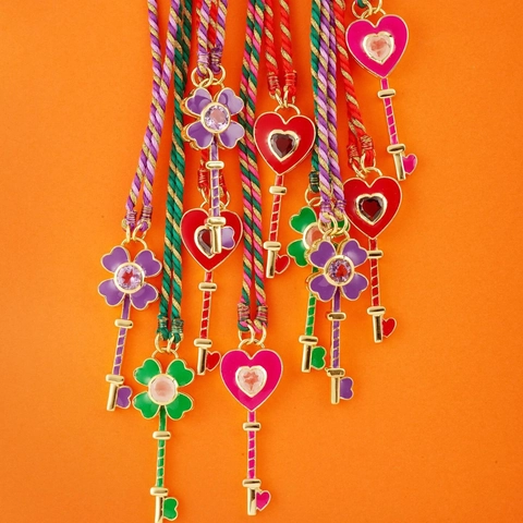 Retro Titanium Staal Hart Klaver Sleutel Hanger Halsketting Voor Vrouwen Kleurrijke Emaille Strass Kunstparel Gevlochten Touw Ketting Sieraden