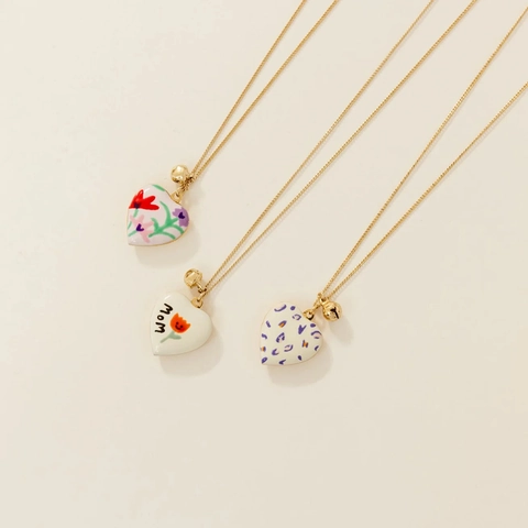 18K Gold Plated Stainless Steel Heart Locket Necklace For Women MOM Floral Pattern Opening Photo Memorial Jewelry