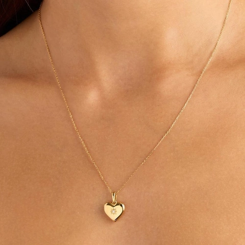 Vintage Copper Bow Locket Necklace With Rhinestone Heart Photo Frame Pendant Key Charm Gold Plated Jewelry For Women Gift