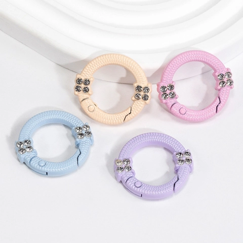 Gancio a Molla Rotondo in Lega con Strass Colorato Laccato Fai da Te Gioielli Portachiavi Anello Connettore Accessorio