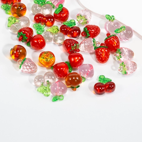 Acrylic Fruit Pendants Strawberry Apple Peach Persimmon DIY Jewelry Making Charms For Bracelet Keychain Necklace Handcrafted Accessories
