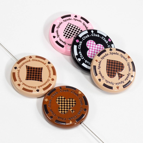 Acrylic Texas Poker Chip Loose Beads Heart Spade Club Diamond Checkerboard Pattern DIY Bracelet Necklace Jewelry Making Findings