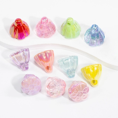 Iridescent Acrylic Lotus Seedpod Beads For DIY Jewelry Making Keychain Phone Chain Accessories Colorful Charm Beads