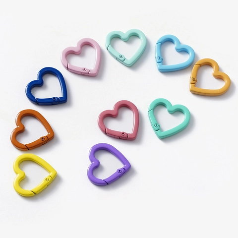 Mosquetón de Anillo de Resorte de Aleación Mate en Forma de Corazón para Creación de Joyas DIY Conector de Llavero Bolsa Gancho de Bucle Abierto Colorido