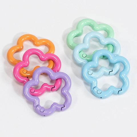 Cierre De Resorte De Aleación En Forma De Flor Anillo Abierto Para Llavero DIY Accesorios De Bolso Conector De Joyería Pintado Colorido