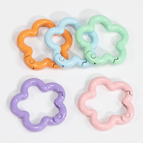 Cierre De Resorte De Aleación En Forma De Flor Anillo Abierto Para Llavero DIY Accesorios De Bolso Conector De Joyería Pintado Colorido