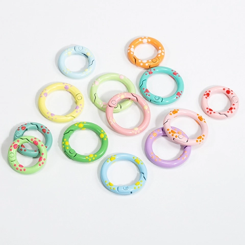 Süße Bunte Legierung Katzenpfote Druck Rund Federring O-Ring Offene Schnalle Für DIY Schmuckherstellung Schlüsselanhänger Taschenzubehör