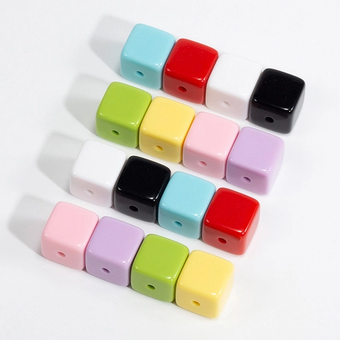 Acrylic Cube Beads For DIY Jewelry Making Large Hole Colorful Square Spacer Beads For Keychain Necklace Bracelet Crafts