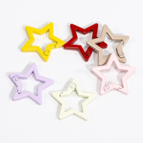 Star Shape Colorful Alloy Spring Clasp Open Jump Ring Keychain DIY Jewelry Making Accessories Connector Buckle