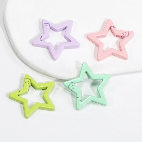 Star Shape Colorful Alloy Spring Clasp Open Jump Ring Keychain DIY Jewelry Making Accessories Connector Buckle
