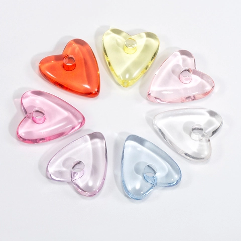Heart Shaped Transparent Acrylic Beads For Jewelry Making DIY Handmade Bracelet Necklace Keychain Accessories Multicolor Crystal Heart Beads