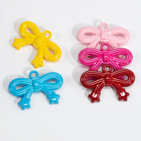 Acrylic Lacquered Bowknot Charms With Stars DIY Jewelry Accessories For Keychain Phone Chain Handmade Craft Decoration