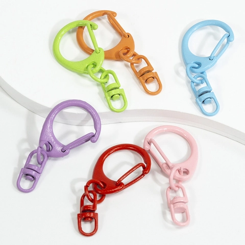 Bunte Lackierte Legierung Drehbarer Karabinerverschluss Für DIY Schlüsselanhänger Schmuckherstellung Zubehör Kleiner D-Ring Haken